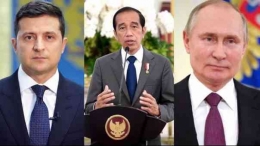 Presiden Jokowi  menemui Presiden Ukraina  dan Presiden Rusia . (Sumber: Tangkapan layar konferensi pers Kemenlu RI) dikutip dari Kompas.com