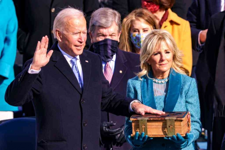 Biden ketika diambil sumpahnya sebagai Presiden Amerika Serikat pada 20 Januari 2021 | Sumber Gambar: Getty Images