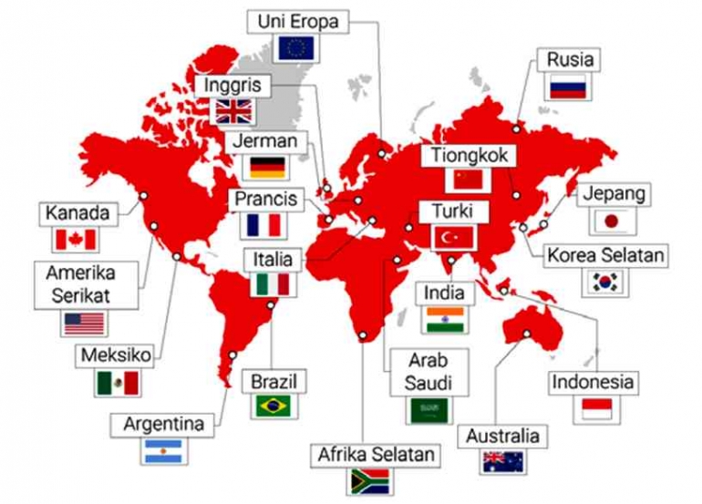 Peta anggota G20. Sumber: screenshot/g20virtualgallery.id
