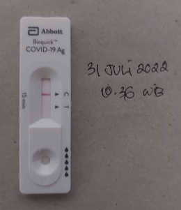 Hasil tes cepat antigen yang negatif Covid-19. (Sumber: Koleksi pribadi)