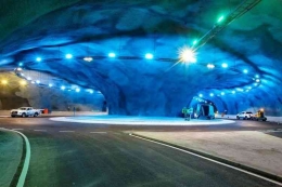 Terowongan bawah laut di Faroe Island yang mencapai kedalaman hingga 187 meter di bawah permukaan laut. Foto: Estunlar via BBC/Kompas.com