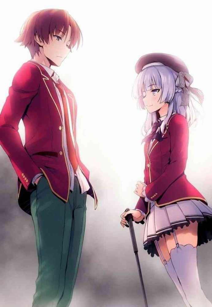Ayanokouji dengan Aritsu Sakayanagi dalam serial Classroom of the Elite. (sumber: Pinterest/Anime Flick)