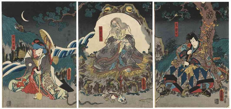 Image: Tiga Ninja Legendaris cerita rakyat Jepang Stunade, Jiraya, Orochimaru (www.fujiarts.com)