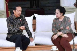 Presiden Joko Widodo (Jokowi) dan Presiden RI ke-5 sekaligus Ketua Umum PDI-Perjuangan Megawati Soekarnoputri. Sumber: Antara/Setpres