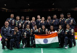 Tim beregu India berhasil meraih medali perak di Birmingham 2022 Commonwelth Games  (sumber foto: BWF Media akun twitter)