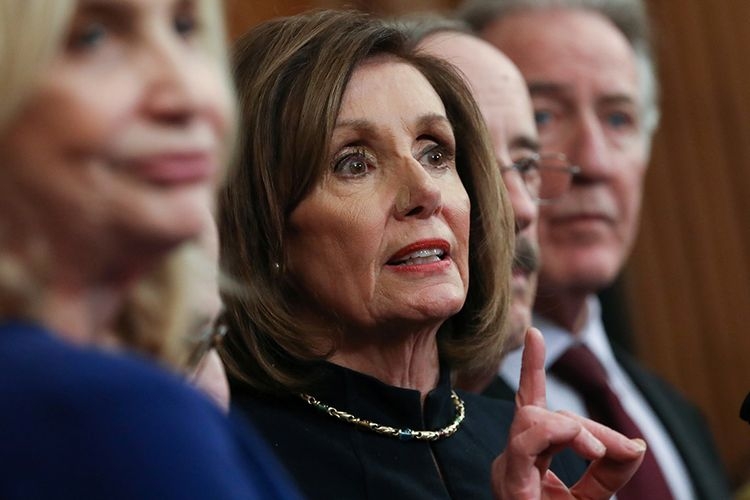 Ketua Dewan Perwakilan Rakyat Amerika Serikat Nancy Pelosi (D-CA). (ANTARA FOTO/REUTERS/JONATHAN ERN via kompas.com) 