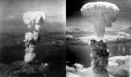 Foto Ilustrasi : https://commons.wikimedia.org/(tampak dari udara letusan bom atom nuklir yang di tembaki oleh militer Amerika)