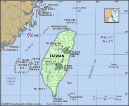 Peta Taiwan. Sumber: www.britannica.com