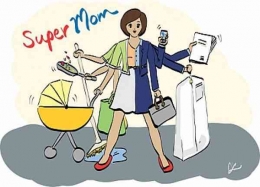 ilustrasi perempuan yang supermom | Disdikpora.bulelengkab.go.id