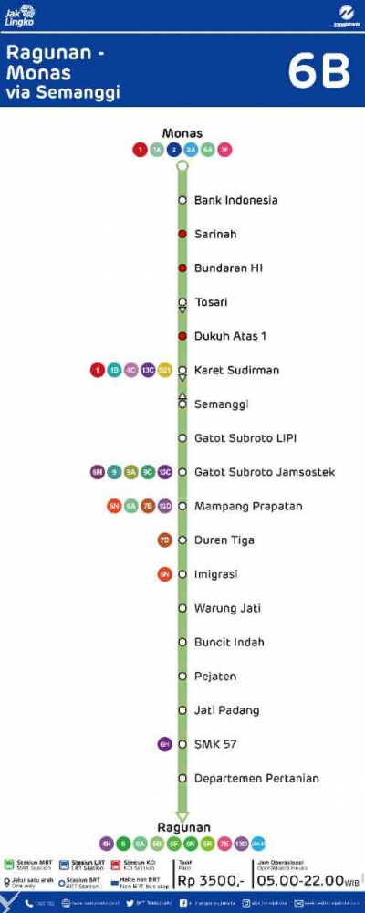 Rute 6B. Sumber: transjakarta.co.id/peta-rute/