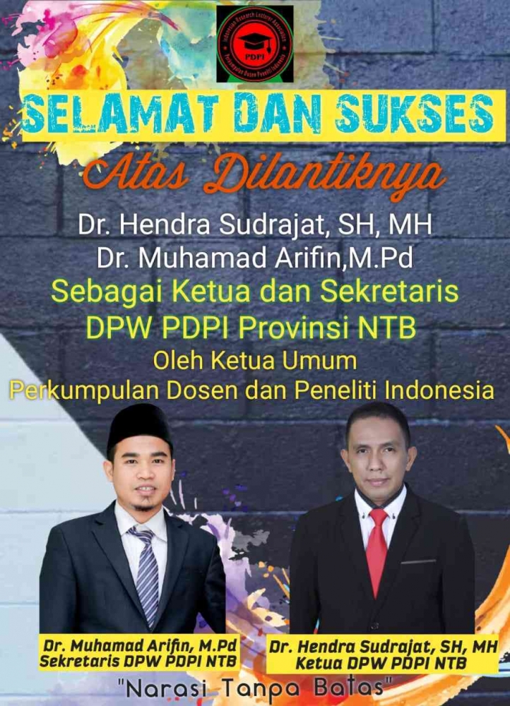 Pelantikan DPW Perkumpulan Dosen dan Peneliti Indonesia (PDPI) NTB
