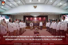 Foto Dokumentasi Pendaftaran Partai Gerindra (Diakses Dari Akun Instagram Resmi KPU Republik Indonesia)