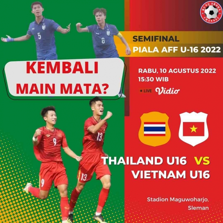 Laga Semifinal Piala AFF U-16 2022, Thailand Vs Vietnam. (Foto: Editan Pribadi)