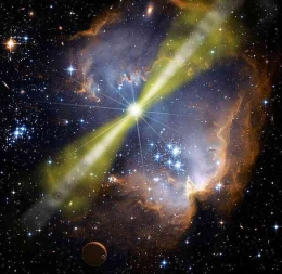 Radiasi sinar Gamma dari angkasa luar ke bumi (Sumber foto: NASA).