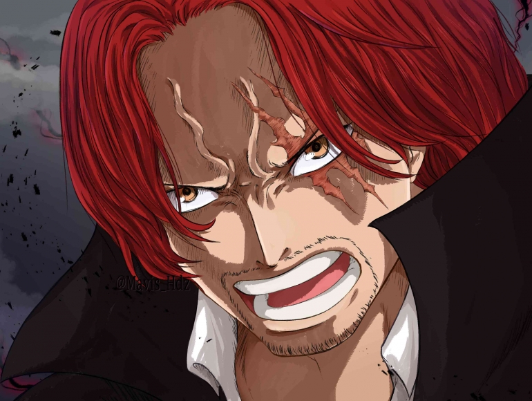 One Piece chapter 1055 Shanks fanart Wallpapaer full color. (sumber: DeviantArt by MavisHdz)