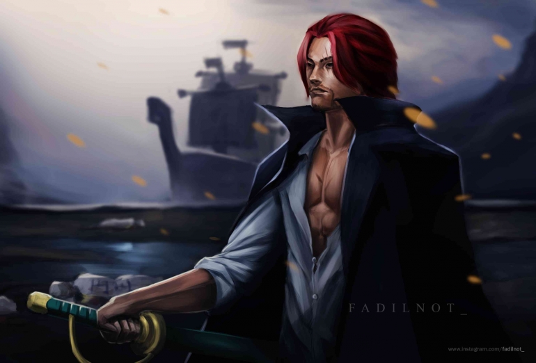 Shanks One Piece realistic FanArt Wallpaper. (sumber: DeviantArt by fadilahmd)