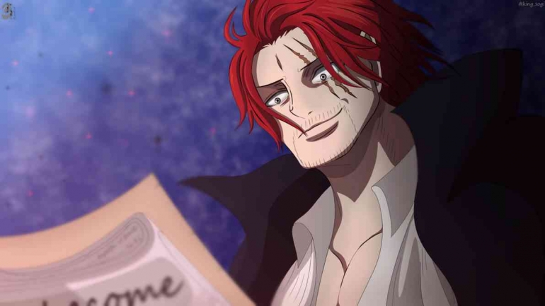 One Piece chapter 1055 Shanks fanart Wallpapaer full color. (sumber: DeviantArt by monzer04)Â