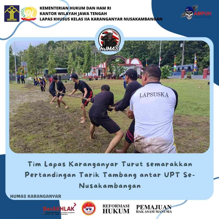 Tim Lapas Karanganyar Turut Semarakkan Pertandingan Tarik Tambang anatar UPT Se-Nusakambangan, 10/08/2022 (Foto: Humas Lapas Karanganyar)