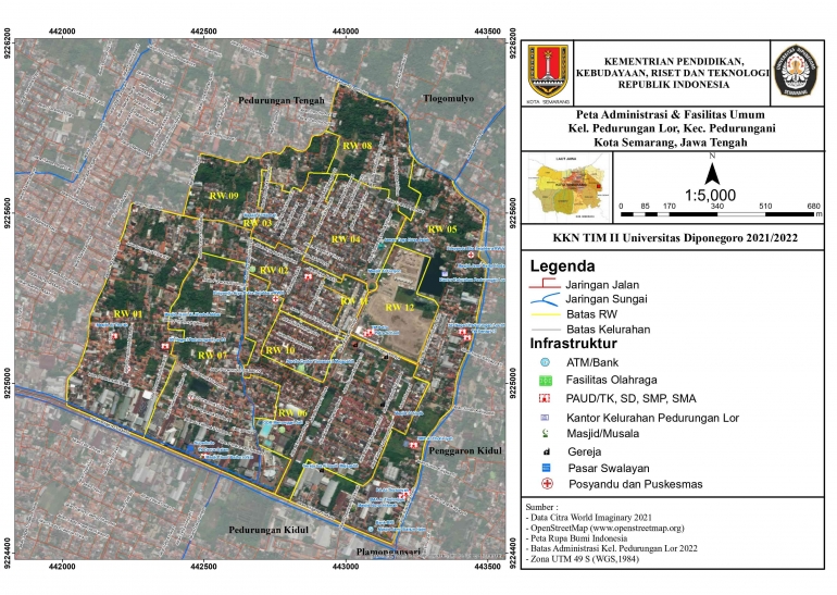 (12/08/22) Peta Administrasi dan Fasilitas Umum Terbaru Kelurahan Pedurungan Lor (Sumber : Dokumen Pribadi)