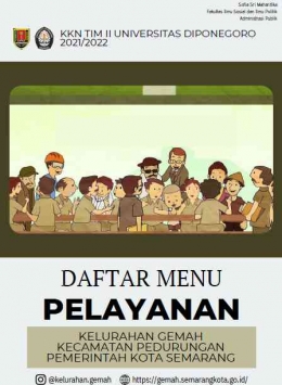 Design terbaru booklet daftar menu pelayanan Kelurahan Gemah (cover depan)/Dokumentasi pribadi