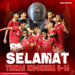 Poster kemenangan Timnas Indonesia U-16 yang memastikan menjadi juara Piala AFF 2022 (sumber: twitter indosportdotcom)