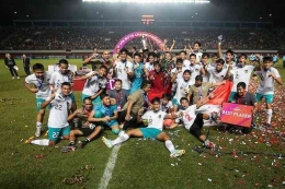 Momen selebrasi juara Timnas Indonesia U-16 usai menjuarai Piala AFF U-16 2022 (c) Bagaskara Lazuardi/Bola