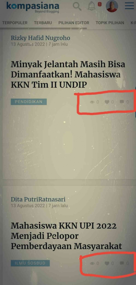 Tangkapan layar artikel KKN (Kompasiana)