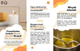 Leaflet Edukasi Pemanfaatan Limbah Minyak Jelantah Menjadi Lilin Aromaterapi. Dokpri