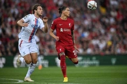Darwin Nunez pada laga Liverpool vs Crystal Palace.Foto: Paul Ellis/AFP/kompas.com