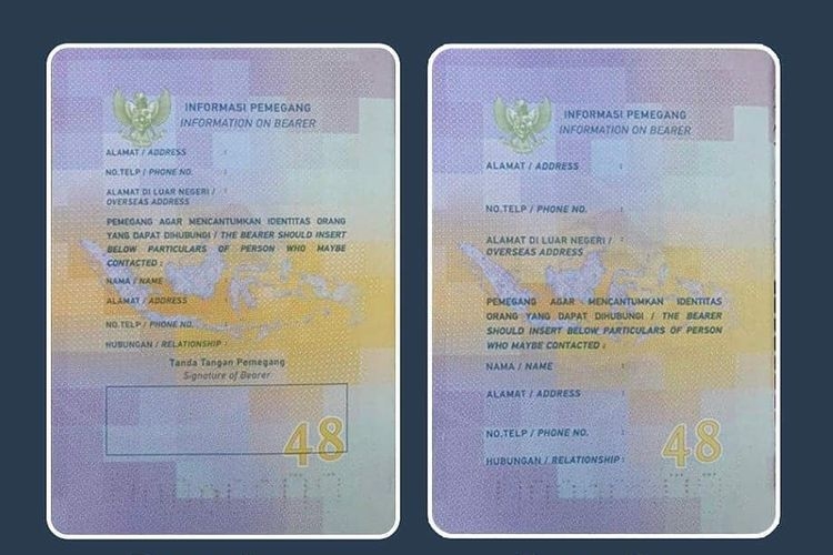 Paspor Indonesia dengan kolom tanda tangan dan tanpa kolom tanda tangan. (Dok. bitung.imigrasi.go.id via KOMPAS.com) 