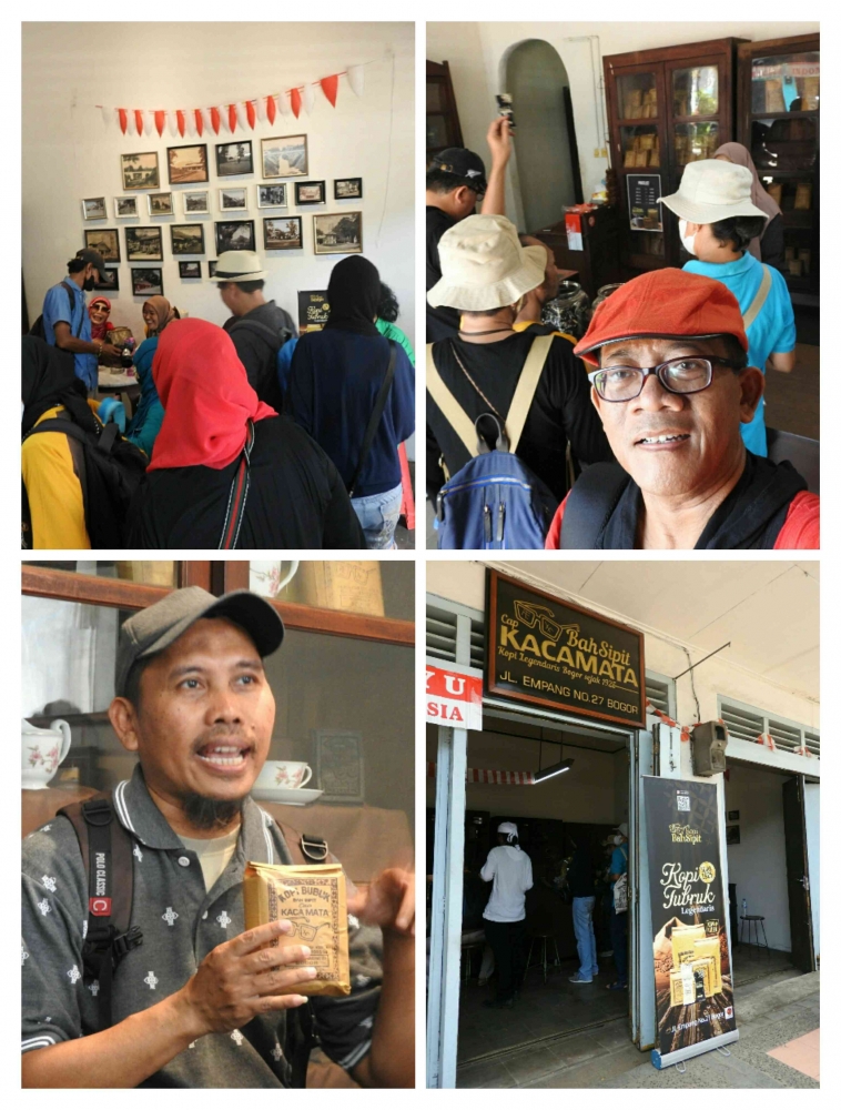 Keseruan di toko kopi Bah Sipit & kang Hendra yang sedang menjelaskan tentang kisah toko kopi ini (Foto koleksi pribadi)