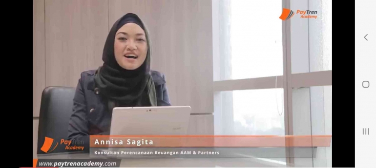 Bidik layar pembelajaran materi Menabung Pintar Untuk Menikah bersama Annisa Sagita di Paytren Academy (Dok.Pri)