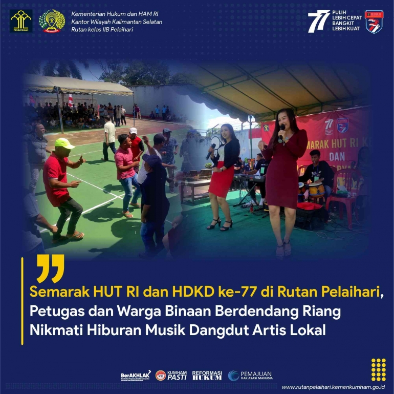 Semarak HUT RI dan HDKD ke-77 di Rutan Pelaihari, Petugas dan Warga Binaan Berdendang Riang Nikmati Hiburan Musik Dangdut Artis Lokal
