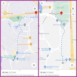 Jarak tempuh Sutera Loop, Halte Flovor Bliss-IKEA-Mal Alam Sutera. (Sumber: Google Map)