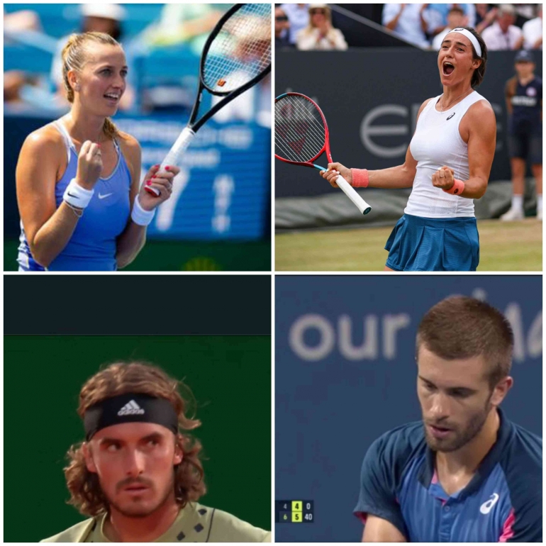 Petra Kvitova dan Caroline Garcia (sumber foto : wtatennis.com) serta Stefanos Tsitsipas dan Borna Coric(sumber foto : tennistv.com) 