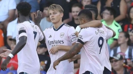 selebrasi gol Martin Odegaard/Harianhaluan.com