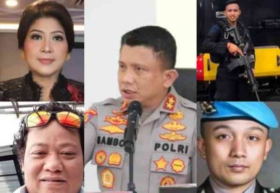 Ilustrasi kolase gambar 5 tersangka kasus Brigadir J, yaitu FS, RR, RE, KM, dan PC | Dokumen Foto Via Detik.com