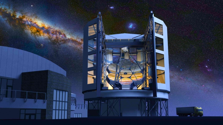 Giant Magellan Telescope menurut gambaran artis. (Sumber: Wikimedia Commons)