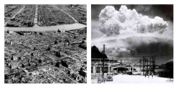 Dampak ledakan bom Hiroshima. Sumber: mainichi.jp, bbc.com