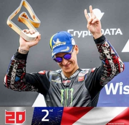 Quartararo berhasil menempati posisi kedua (sumber: Instagram Yamaha MotoGP)