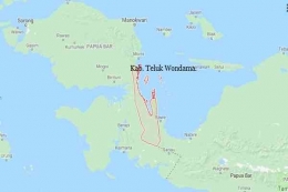Peta Kabupaten Teluk Wondama, Papua Barat (Sumber: Bisnispapua.com) 