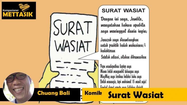 Komik Surat Wasiat (cerita dan ilustrasi oleh Chuang Bali, Kompasianer Mettasik)