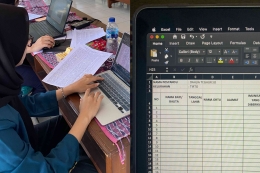 Keterangan : Proses memasukkan data imunisasi ke Microsoft Excel.