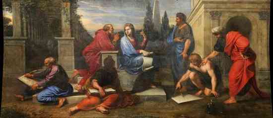 Ilustrasi: para filsuf Yunani sedang berdiskusi | sumber: Kristianwan.com