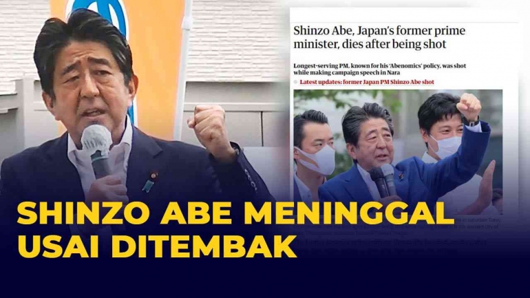 Shinzo Abe ditembak pada 8 Juli 2022, hari yang sama dengan pembunuhan Brigadir J (ilustrasi: kompas tv).