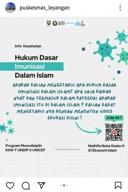 Penyebaran link video edukasi di instagram puskesmas leyangan (@puskesmas_leyangan) 