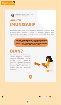 Tampilan Flipbook Berisi Informasi tentang Imunisasi BIAN/dokpri 