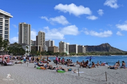 Wisatawan AS di Pantai Waikiki, Honolulu-Hawaii. Sumber: dokumentasi pribadi