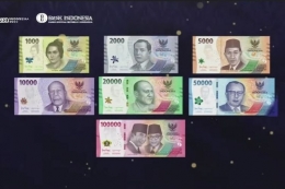 Penampakan 7 pecahan uang baru 2022 yang berlaku mulai 17 Agustus 2022. Sumber: Youtube Bank Indonesia via Kompas.com