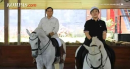 Puan Maharani diajari Prabowo Subianto menunggang kuda di kediaman Menhan RI, Hambalang, Bogor, Minggu (4/9/2022).Sumber: [Tangkap Layar YouTube Kompas.Com]